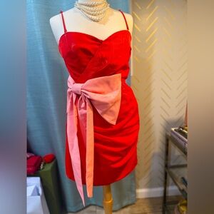 Beautiful red dress with pink bow mini dress from Future Collective size S NWT